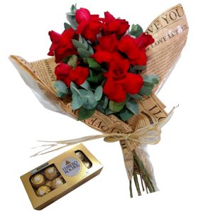 Bouquet 7 rosas Colombianas + Ferrero Rocher