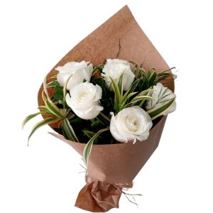 Bouquet com 6 Rosas Brancas Colombianas