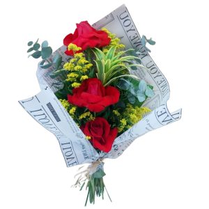 Bouquet Espalmado Love 3 Rosas Colombianas