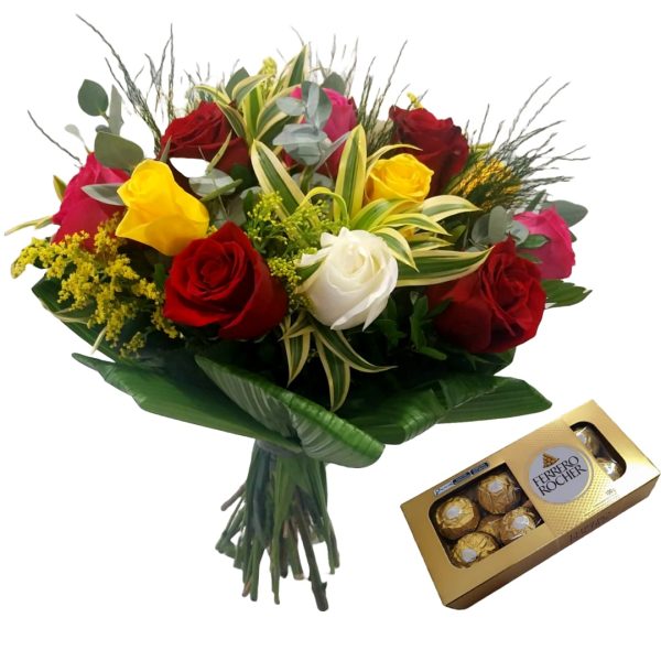 Mix 12 Rosas Colombianas + Ferrero Rocher