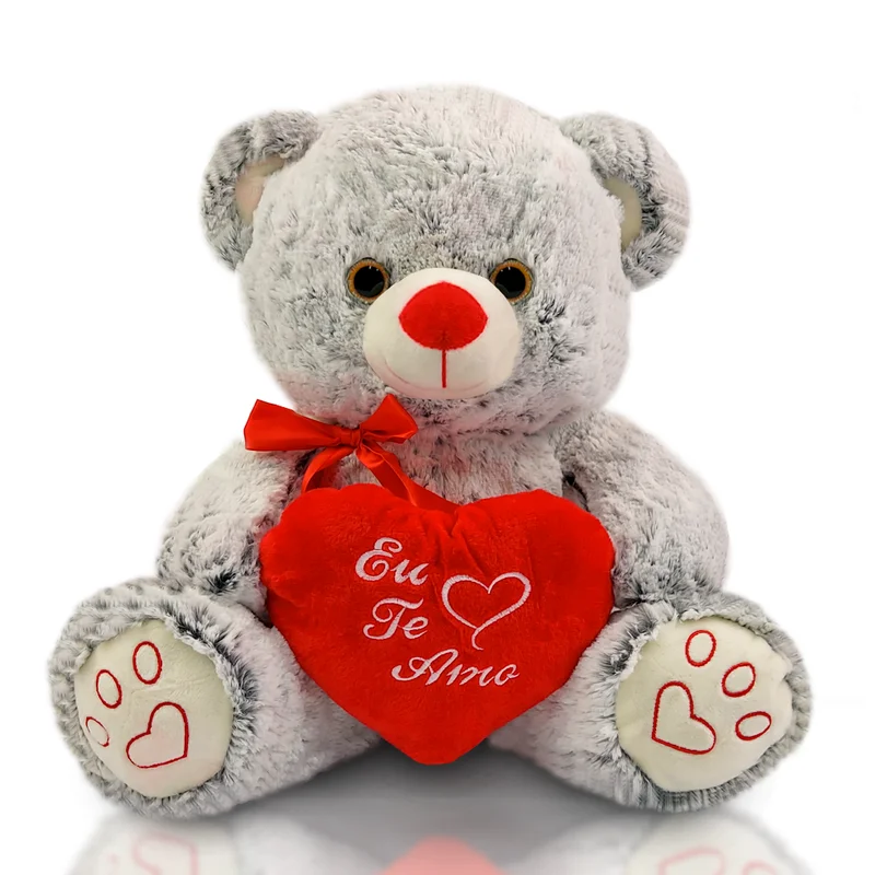 Urso de Pelúcia 36 cm - Mesclado Cinza
