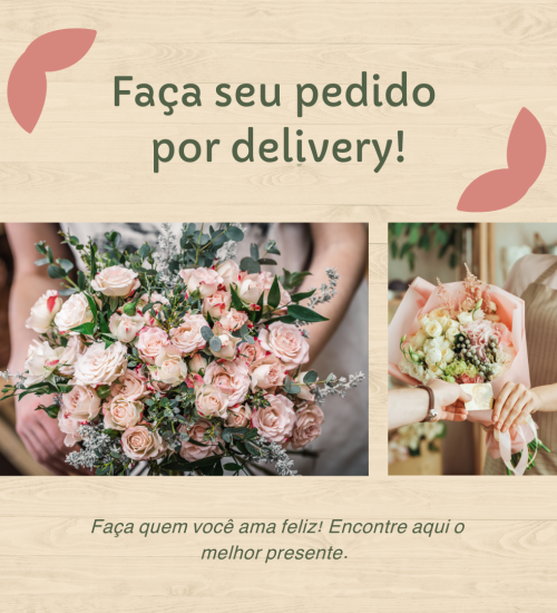 Instagram Post Delivery de Floricultura Ilustrado Rosa e Bege